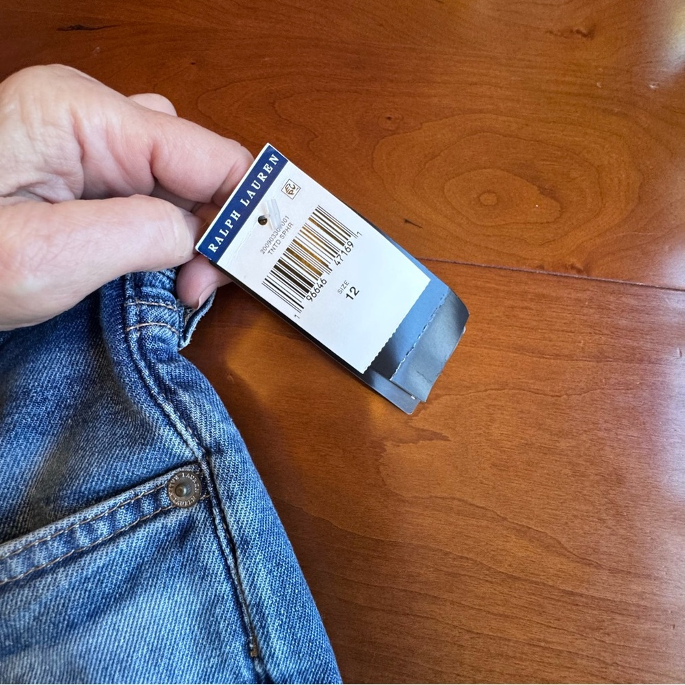 Lauren Ralph Lauren Patchwork Jeans Relaxed Tapered Ankle Jean Size 12 - Picture 13 of 16